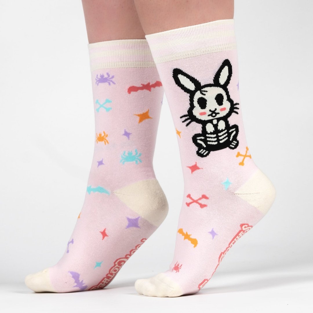 Skelly Bunny Crew Socks from FootClothes