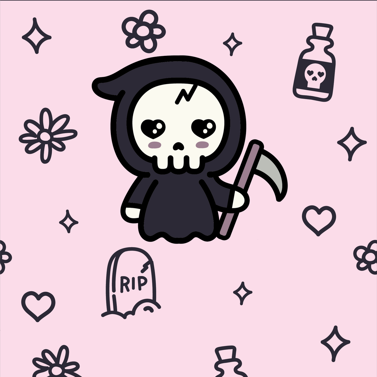 Pastel Goth Grim Reaper Crew Socks from FootClothes