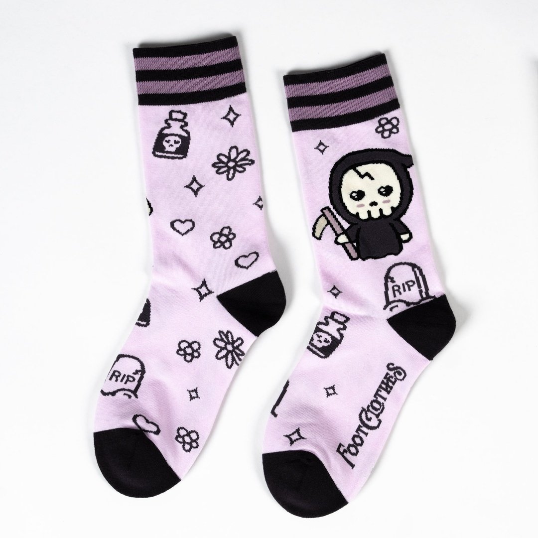 Pastel Goth Grim Reaper Crew Socks from FootClothes
