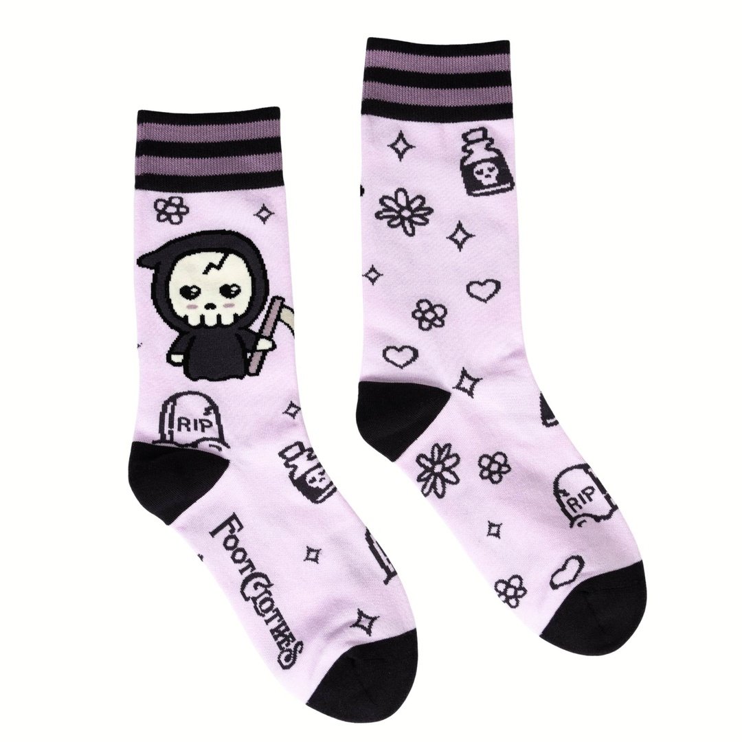 Pastel Goth Grim Reaper Crew Socks from FootClothes