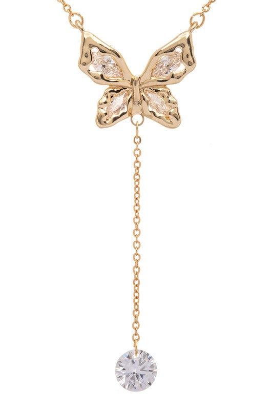 Cubic Zirconia Drop Butterfly Pendant Necklace from My Pampered Life Seattle