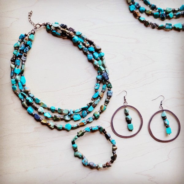 Genuine HuBei Turquoise&Wood Triple StrandNecklace from My Pampered Life Seattle