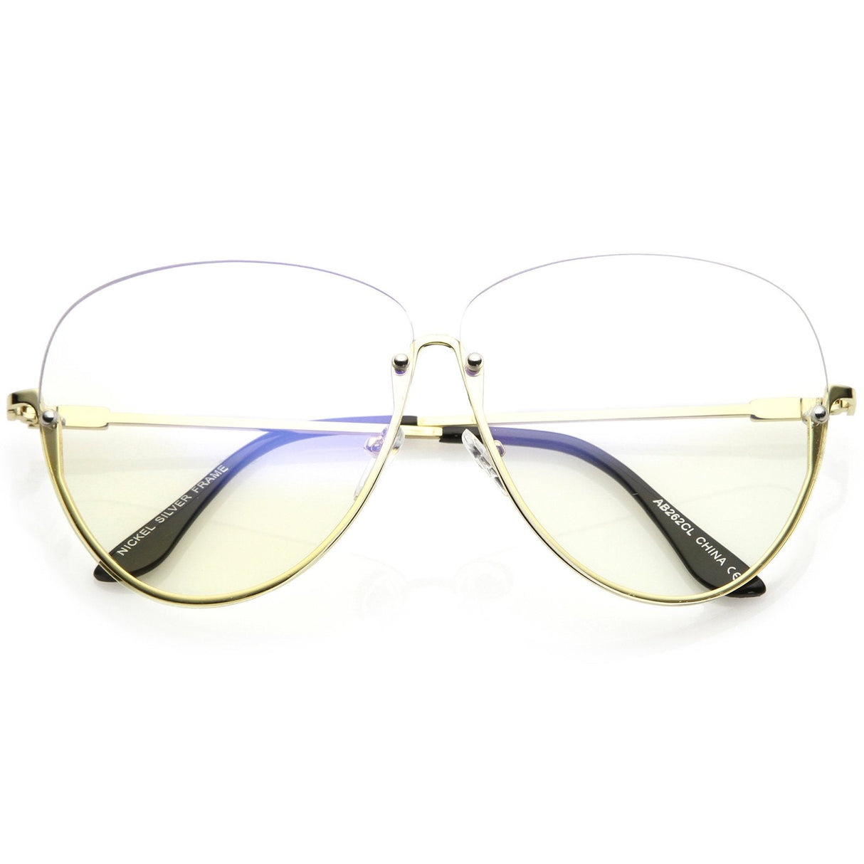 Women's Oversize Rimless Clear Lens Glasses C294 from zeroUV