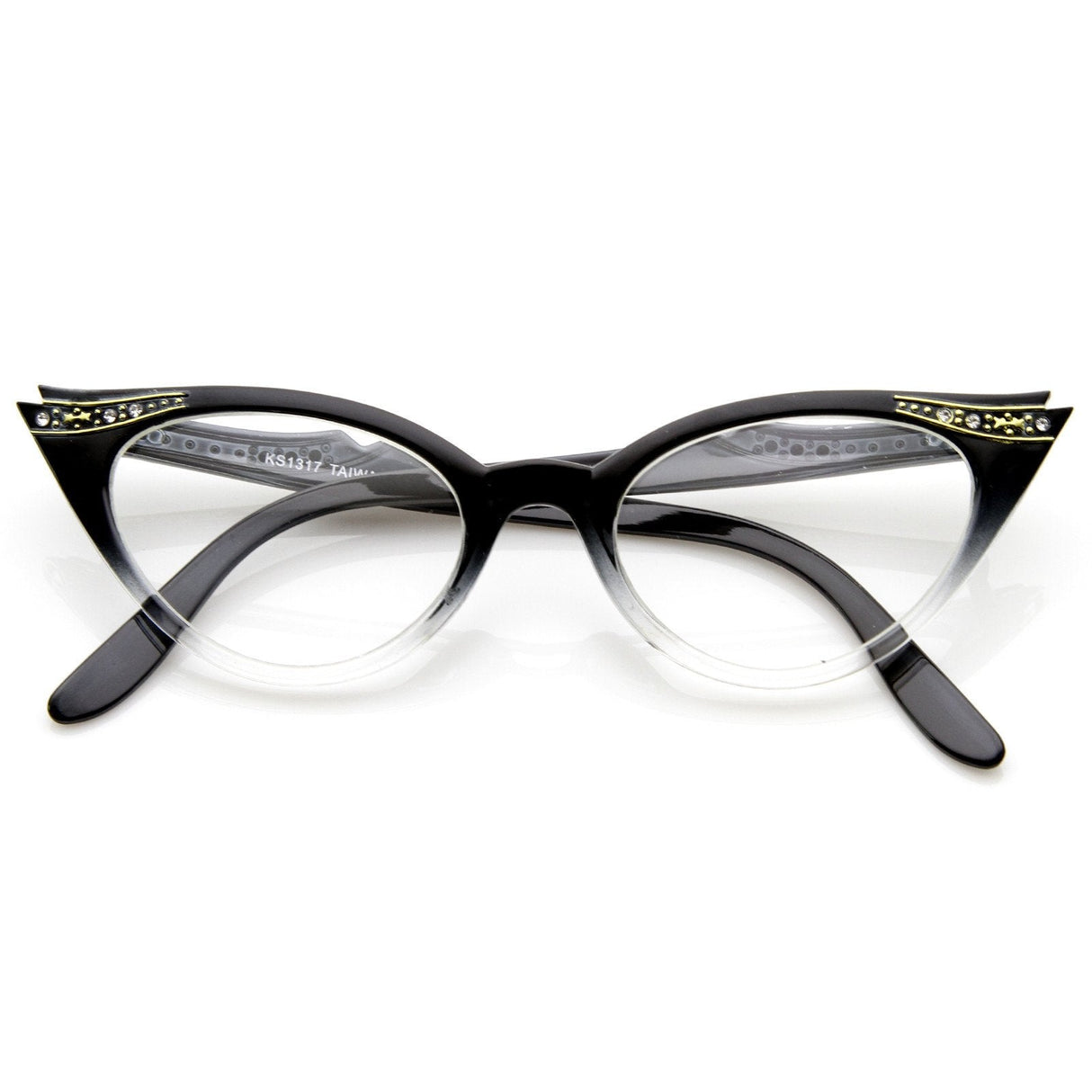 Vintage 1950s Fashion Clear Lens Glasses Rhinestones 8434 from zeroUV