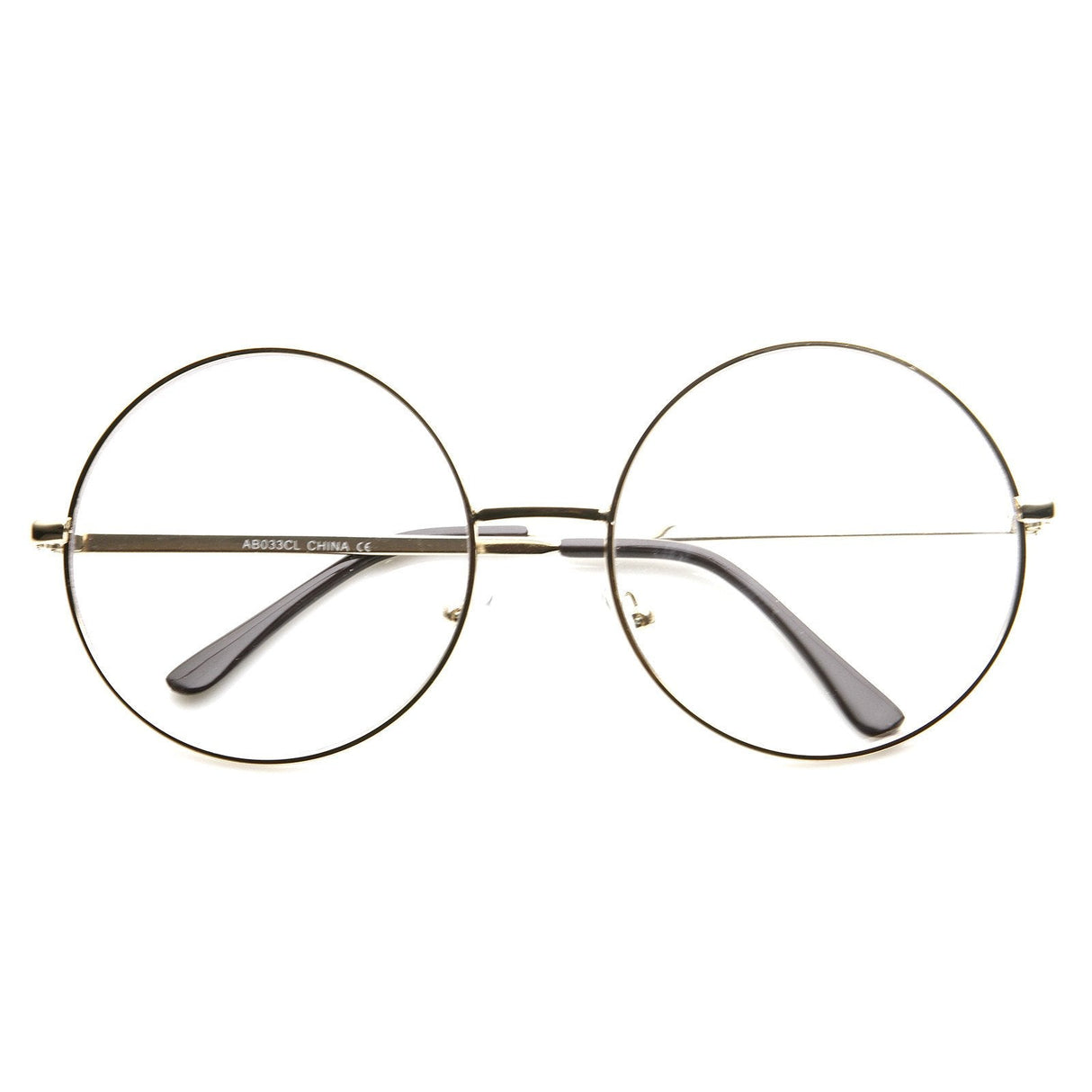 Vintage Era 1920's Large Round Metal Clear Lens Glasses 8714 from zeroUV