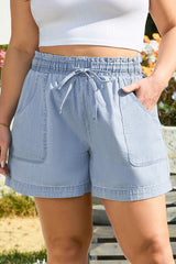 Kimberly Plus Size Drawstring High Waist Denim Shorts from Threaded Pear