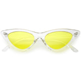 Women's Retro 1990's Narrow Flat Color Tone Lens Cat Eye Sunglasses C524 from zeroUV