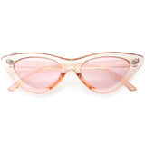 Women's Retro 1990's Narrow Flat Color Tone Lens Cat Eye Sunglasses C524 from zeroUV