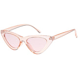 Women's Retro 1990's Narrow Flat Color Tone Lens Cat Eye Sunglasses C524 from zeroUV