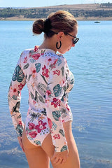 Pink Floral Zip Long Sleeve UPF50 Rash Guard from My Pampered Life Seattle