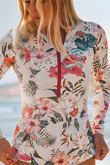 Pink Floral Zip Long Sleeve UPF50 Rash Guard from My Pampered Life Seattle