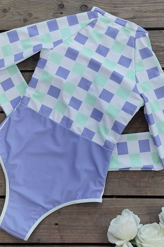 Plaid Printed Long Sleeve Swimsuit UPF50 RashGuard from My Pampered Life Seattle