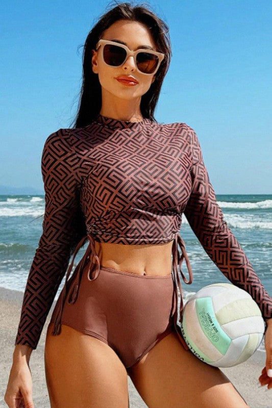 Geometric Printed Ruched Two Pieces Swimsuit from My Pampered Life Seattle