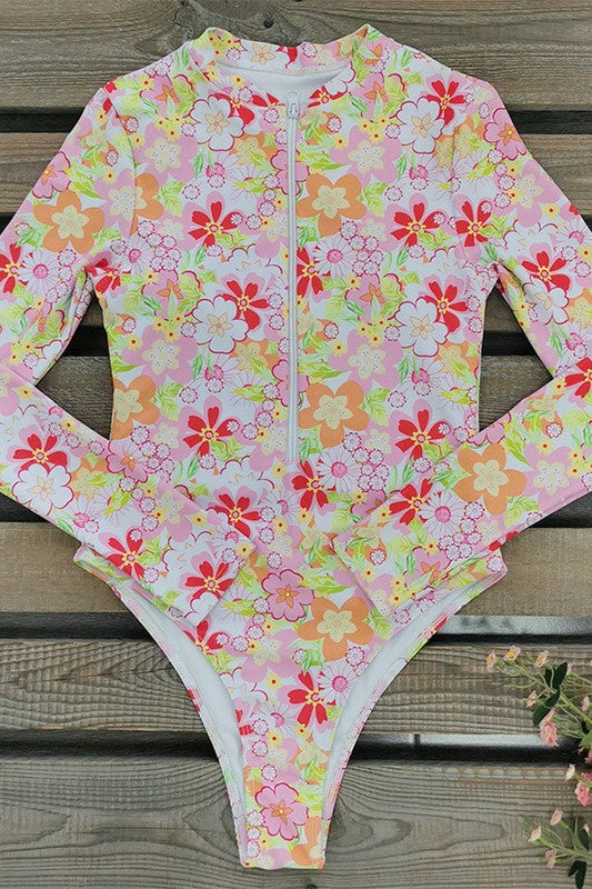 Floral Print One Piece Long Sleeve UPF50 Swimsuit from My Pampered Life Seattle