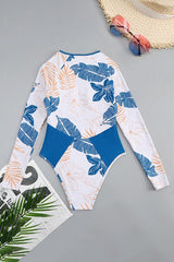 Blue Tropical Long Sleeve One-Piece Surfing Swimsuit My Pampered Life Seattle