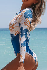 Blue Tropical Long Sleeve One-Piece Surfing Swimsuit My Pampered Life Seattle