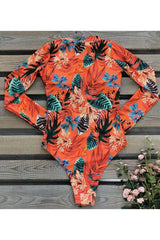 Leaf Floral Print Front Zip Long Sleeve Rash Guard from My Pampered Life Seattle