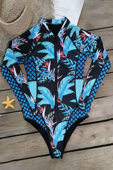 Leaf Printed Long Sleeve Half Zip UPF50 Rash Guard from My Pampered Life Seattle