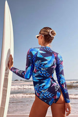 Leaf Printed Long Sleeve Half Zip UPF50 Rash Guard from My Pampered Life Seattle