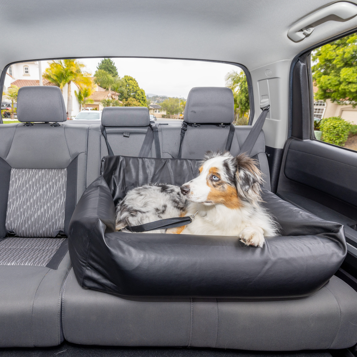 PupProtector™ Faux Leather Memory Foam Dog Car Bed -  Black From Paw.com