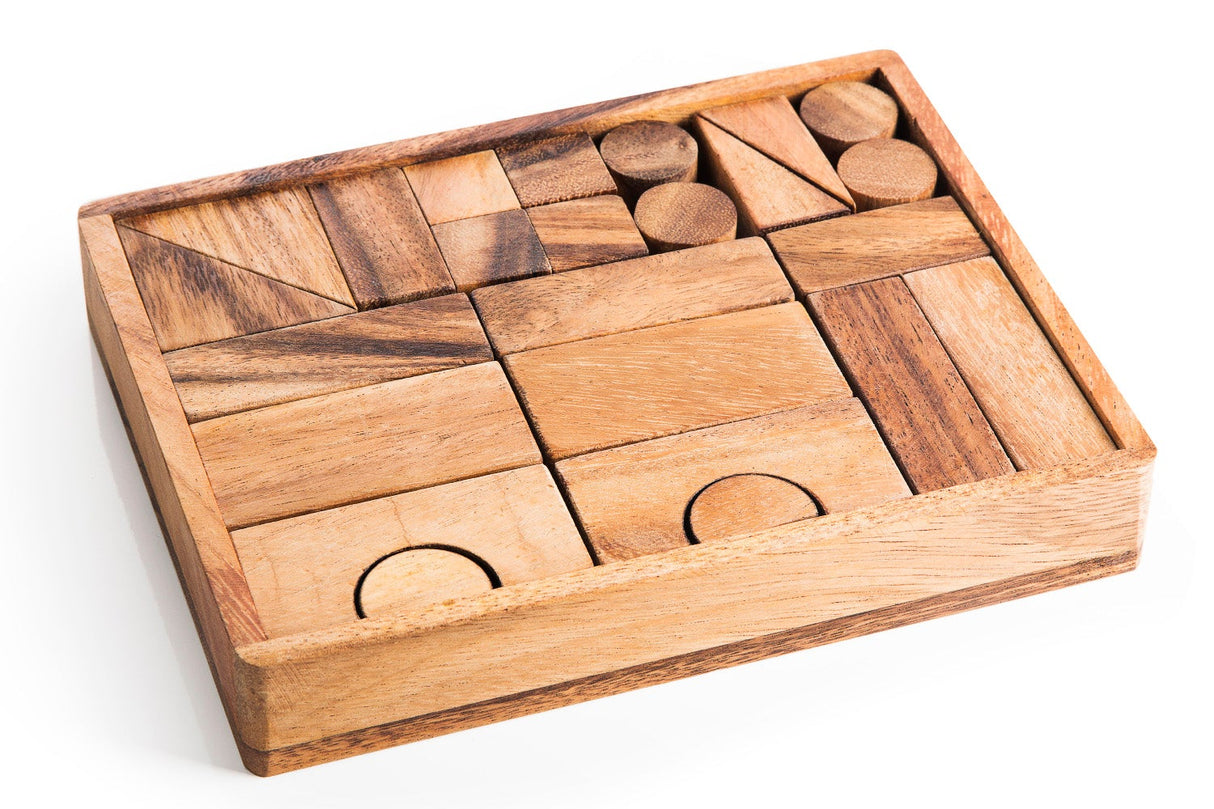 Natural Wooden Building Block Set from Kubiya Games
