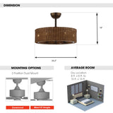 Farmhouse 24" DC Motor Ceiling Fan with Lighting and Remote Control From ParrotUncle
