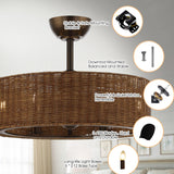 Farmhouse 24" DC Motor Ceiling Fan with Lighting and Remote Control From ParrotUncle