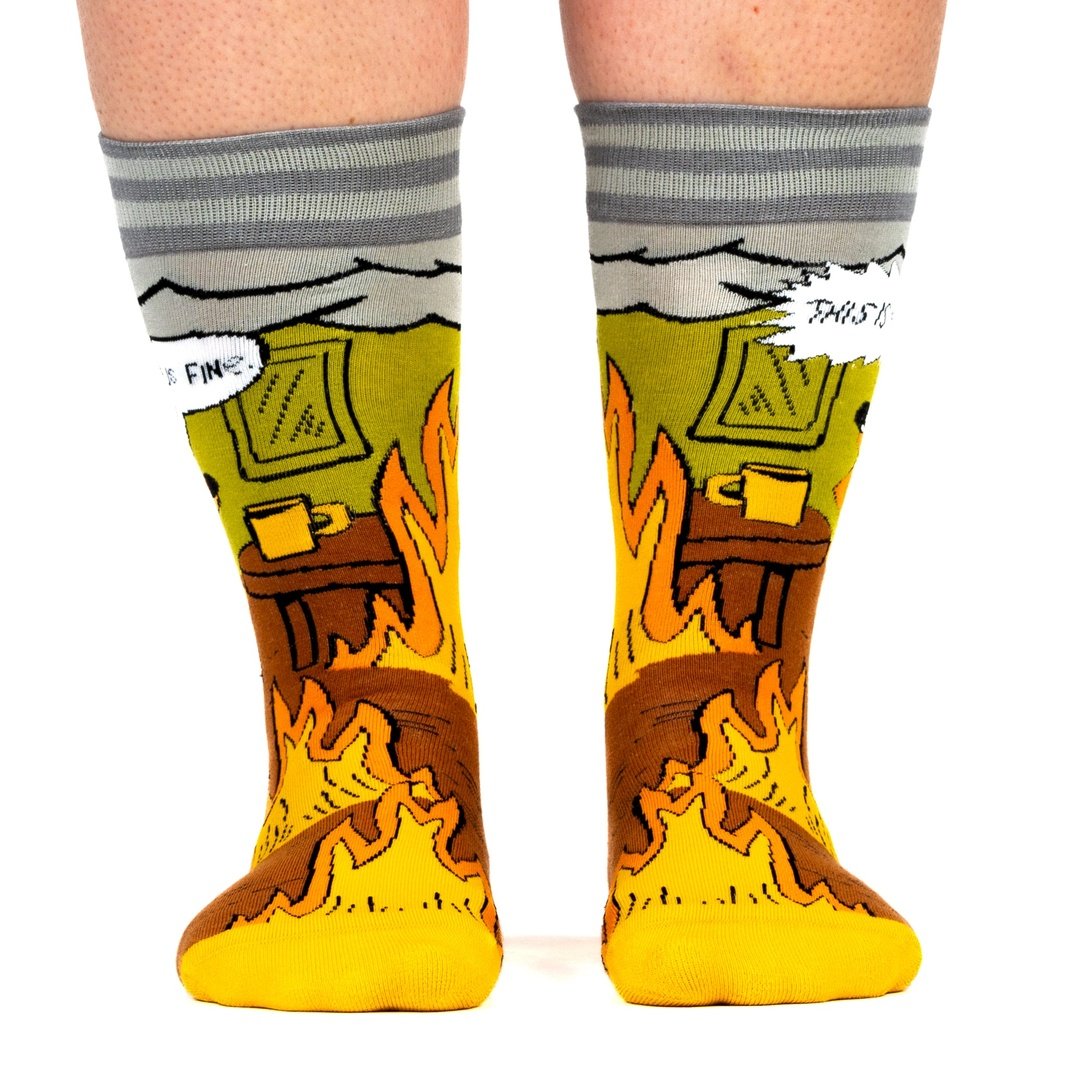 This is Fine. Also, Not Fine. Crew Socks from FootClothes