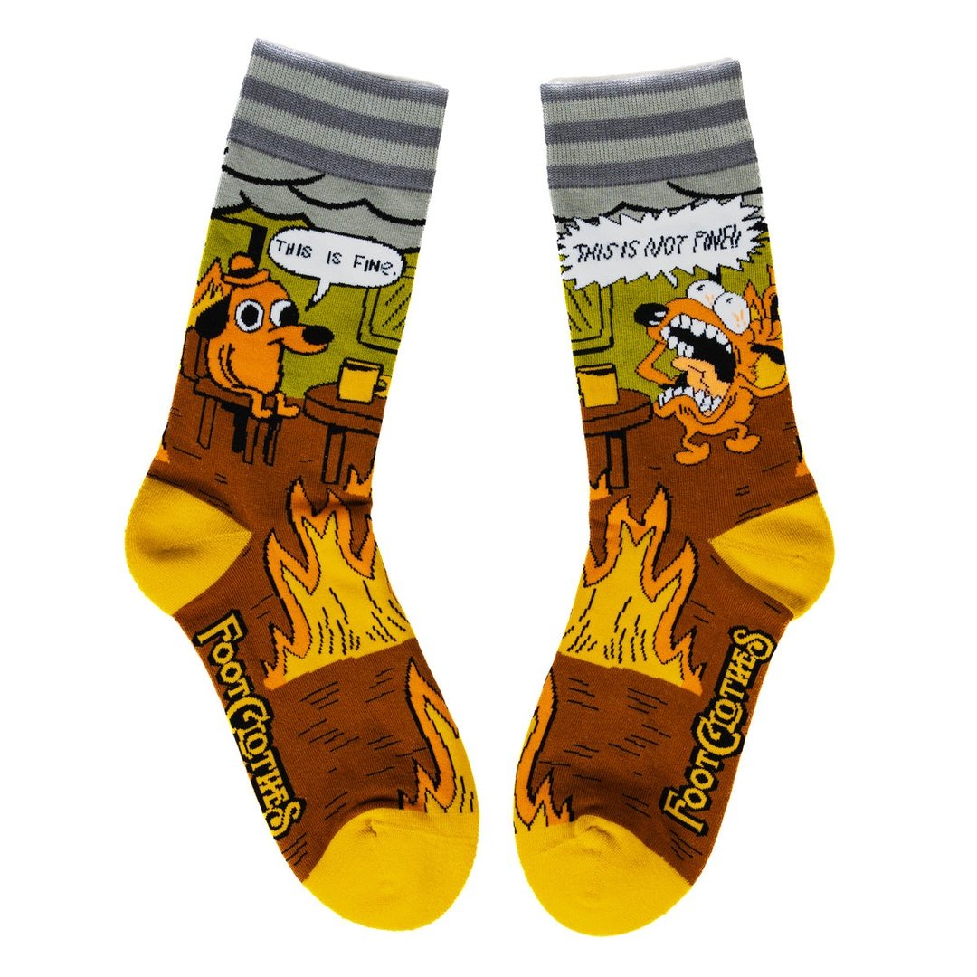 This is Fine. Also, Not Fine. Crew Socks from FootClothes