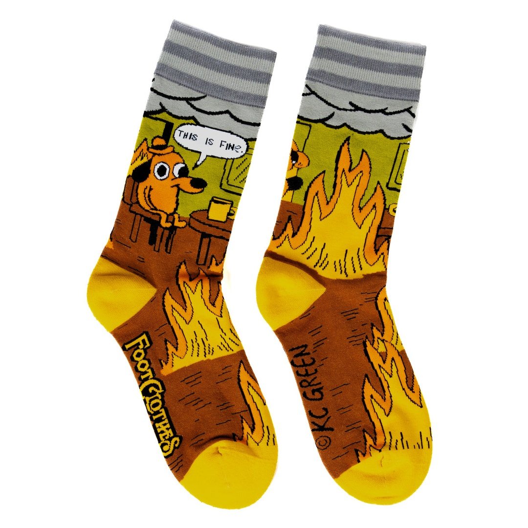 This is Fine. Also, Not Fine. Crew Socks from FootClothes