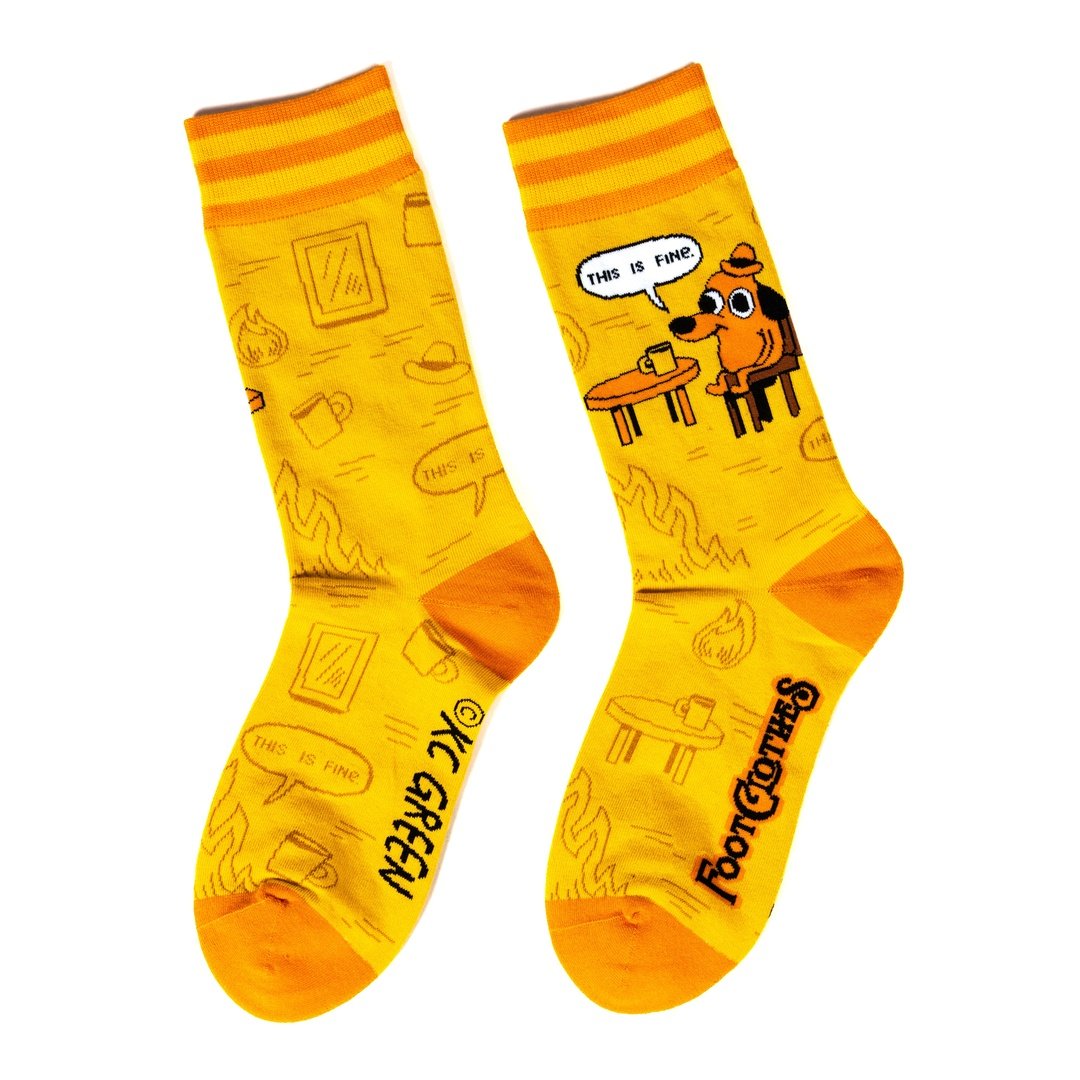 This is Fine: Iconic Edition Crew Socks from FootClothes