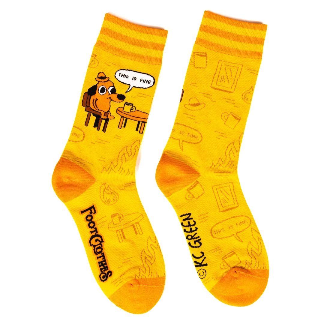 This is Fine: Iconic Edition Crew Socks from FootClothes