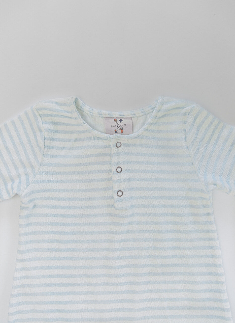 Walker Terry Romper - Blue & White Stripe from Timo & Violet