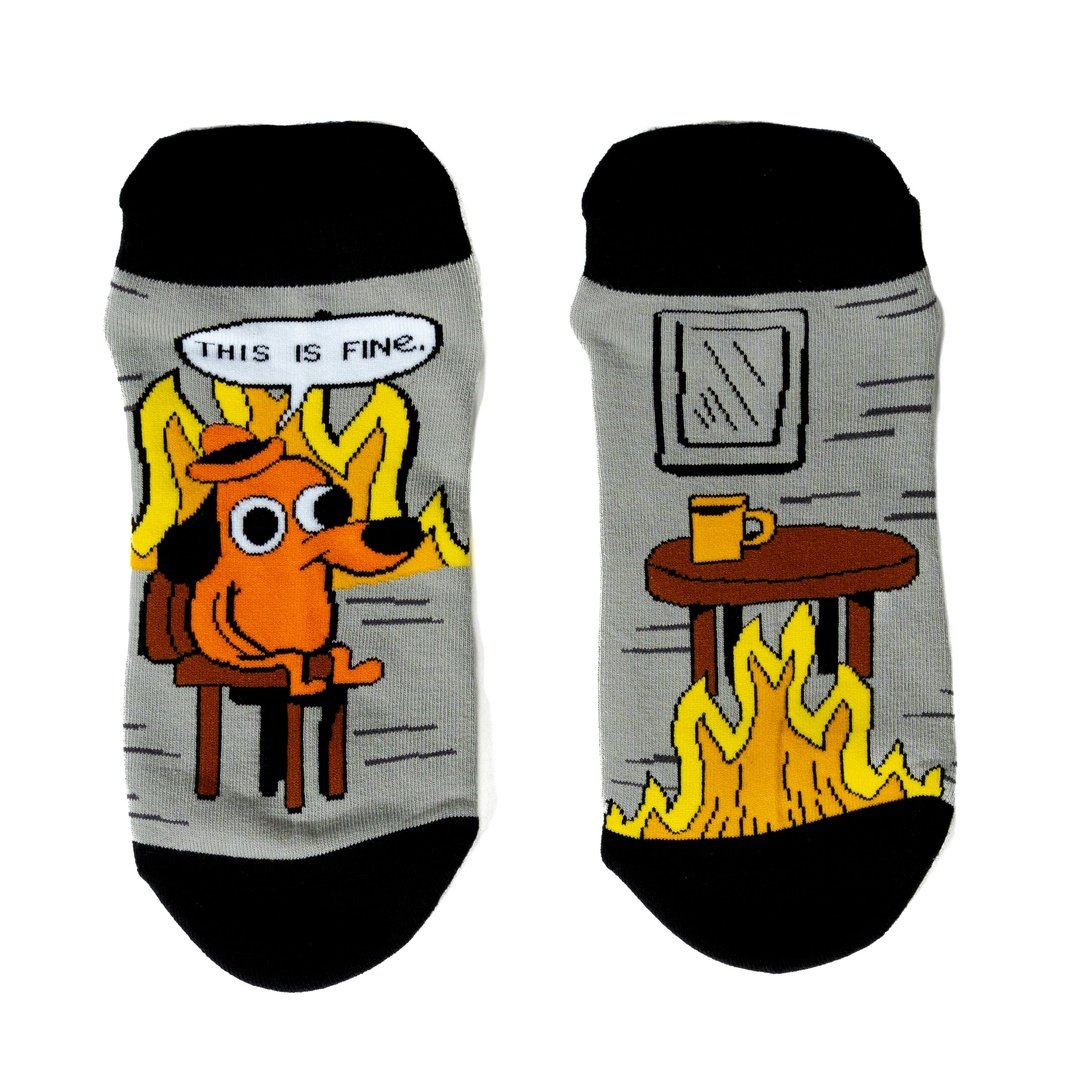 This is Fine: Black Coffee Edition Ankle Socks from FootClothes