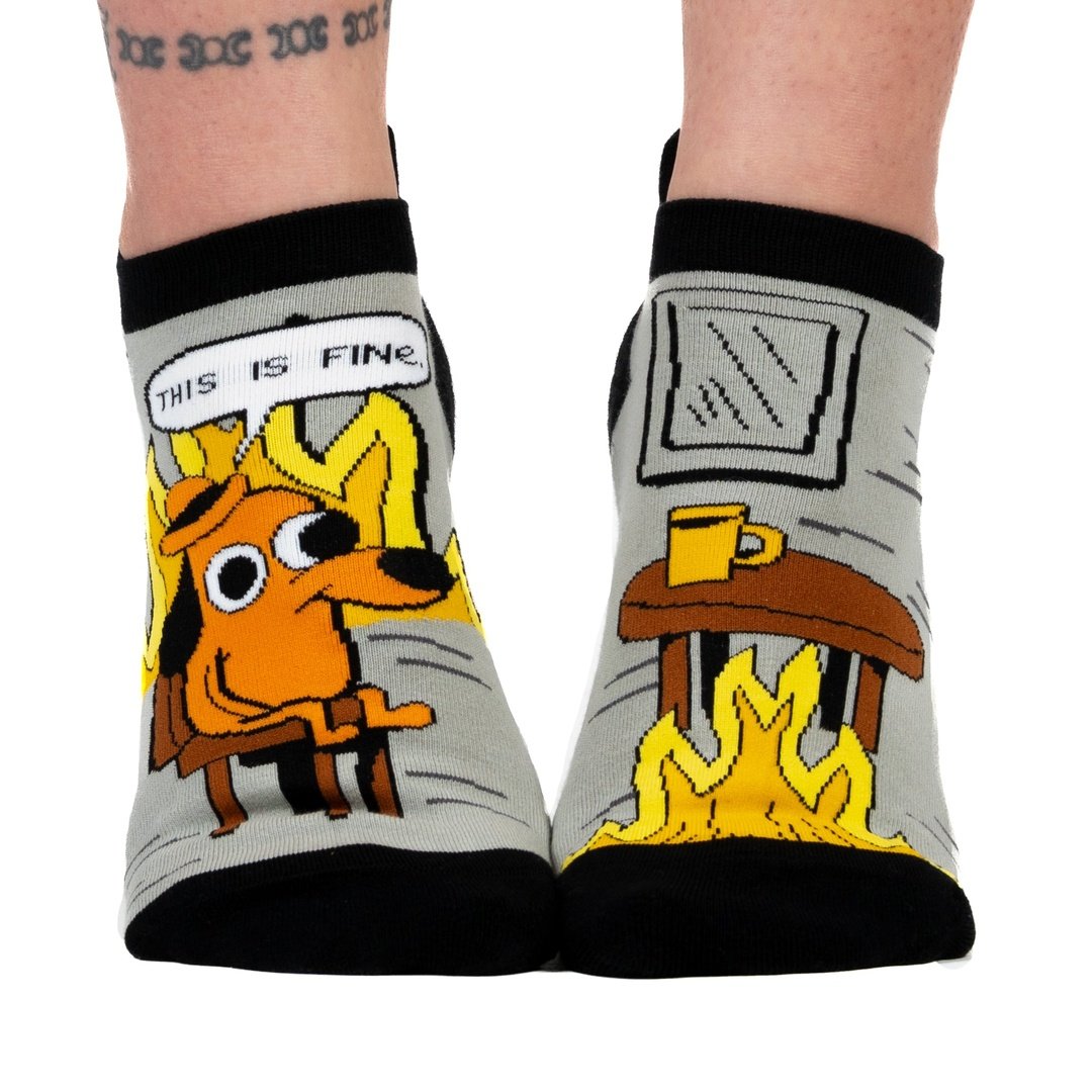This is Fine: Black Coffee Edition Ankle Socks from FootClothes