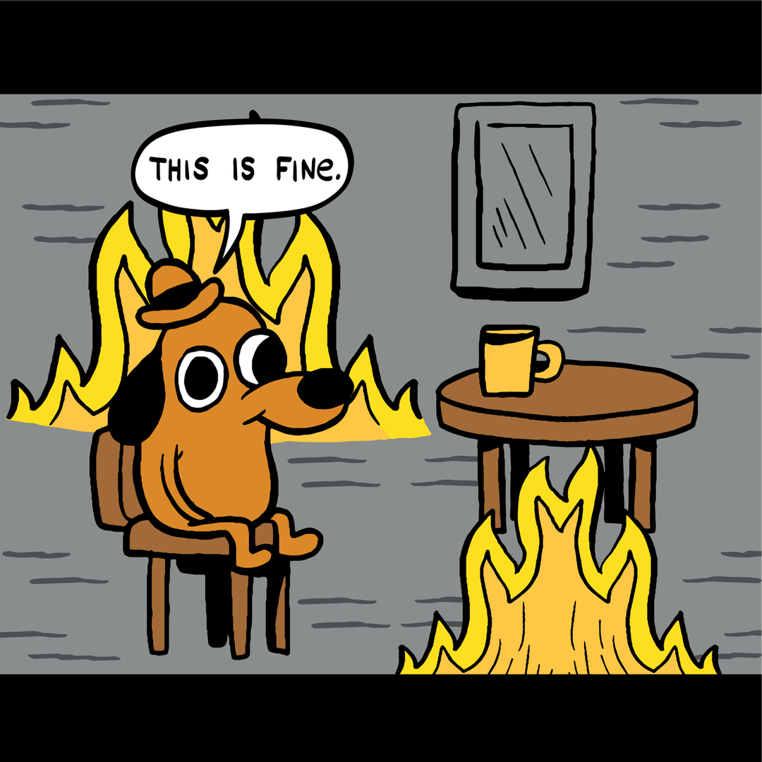 This is Fine: Noir Edition Crew Socks from FootClothes