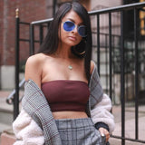 Retro Fashion Round Color Tone Colors Flat Lens Sunglasses C437 from zeroUV