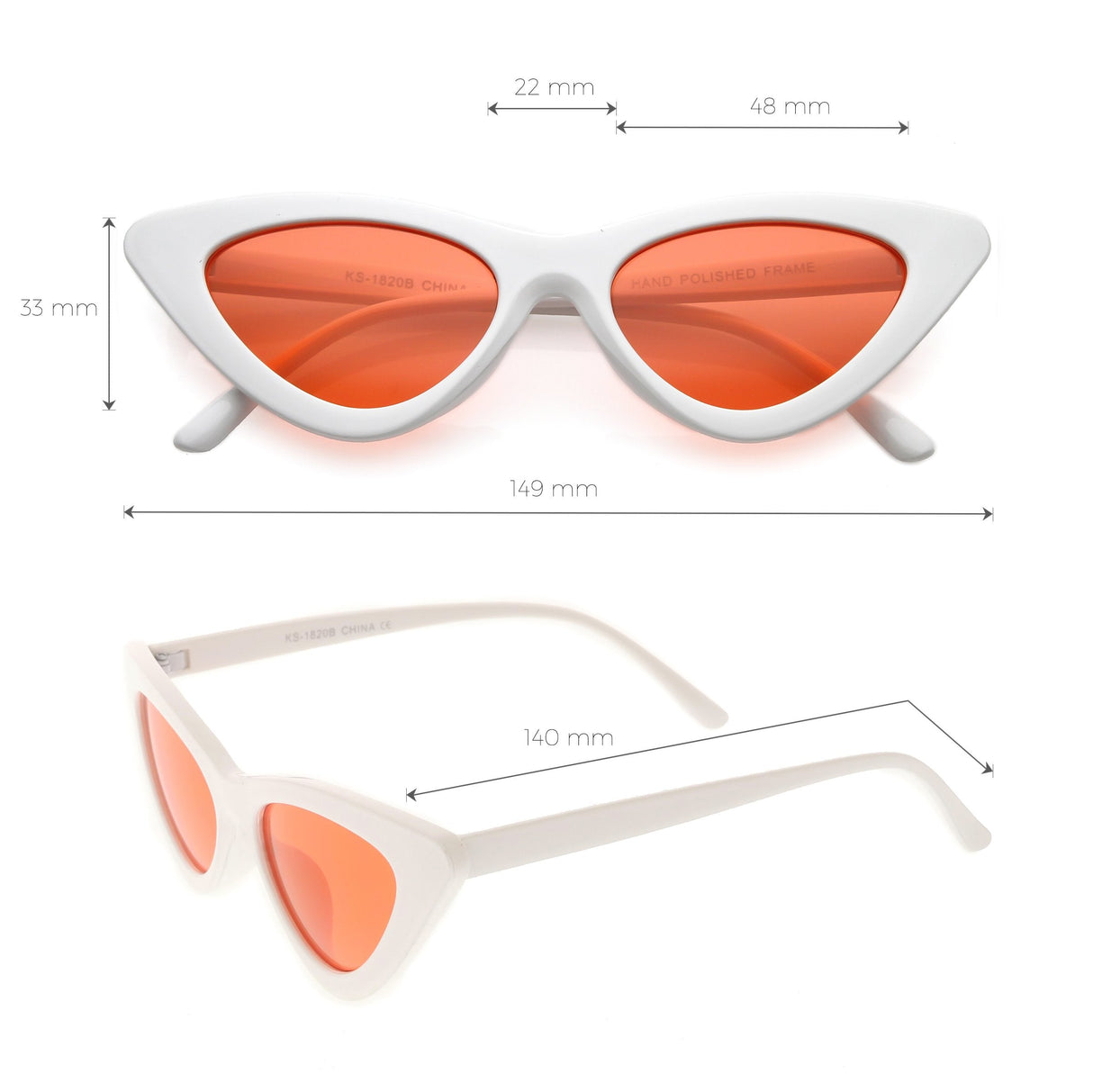 Women's Retro Side Angle Cat Eye Color Lens Sunglasses C510 from zeroUV