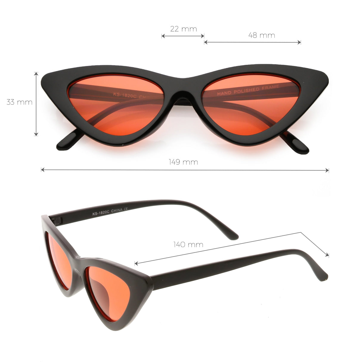 Women's Retro Flat Angle Colored Lens Black Frame Sunglasses C511 from zeroUV