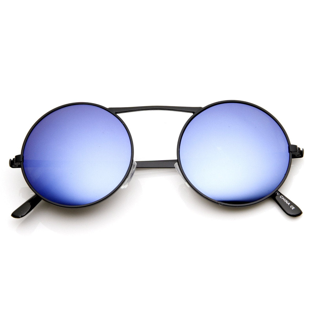 Large Retro Round Steampunk Mirrored Lens Sunglasses 8759 from zeroUV