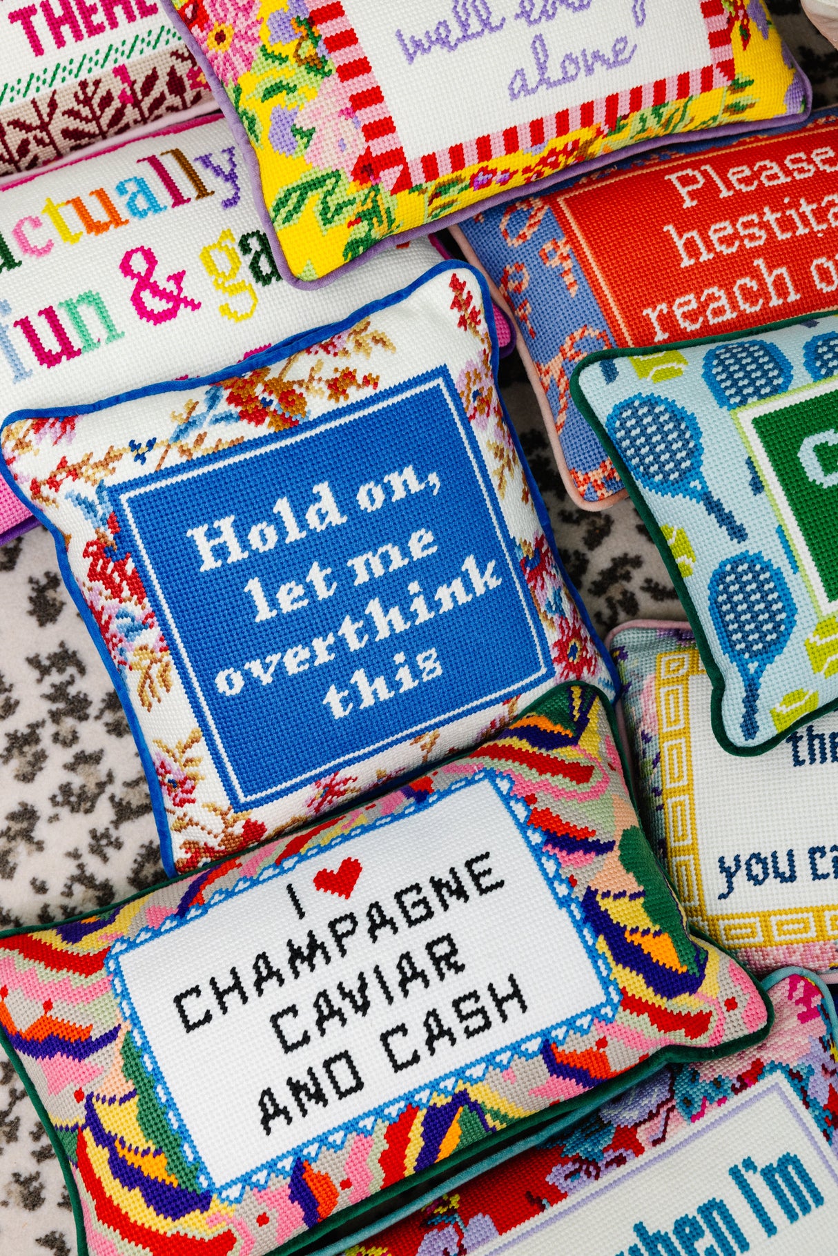Overthink Needlepoint Pillow from Furbish Studio