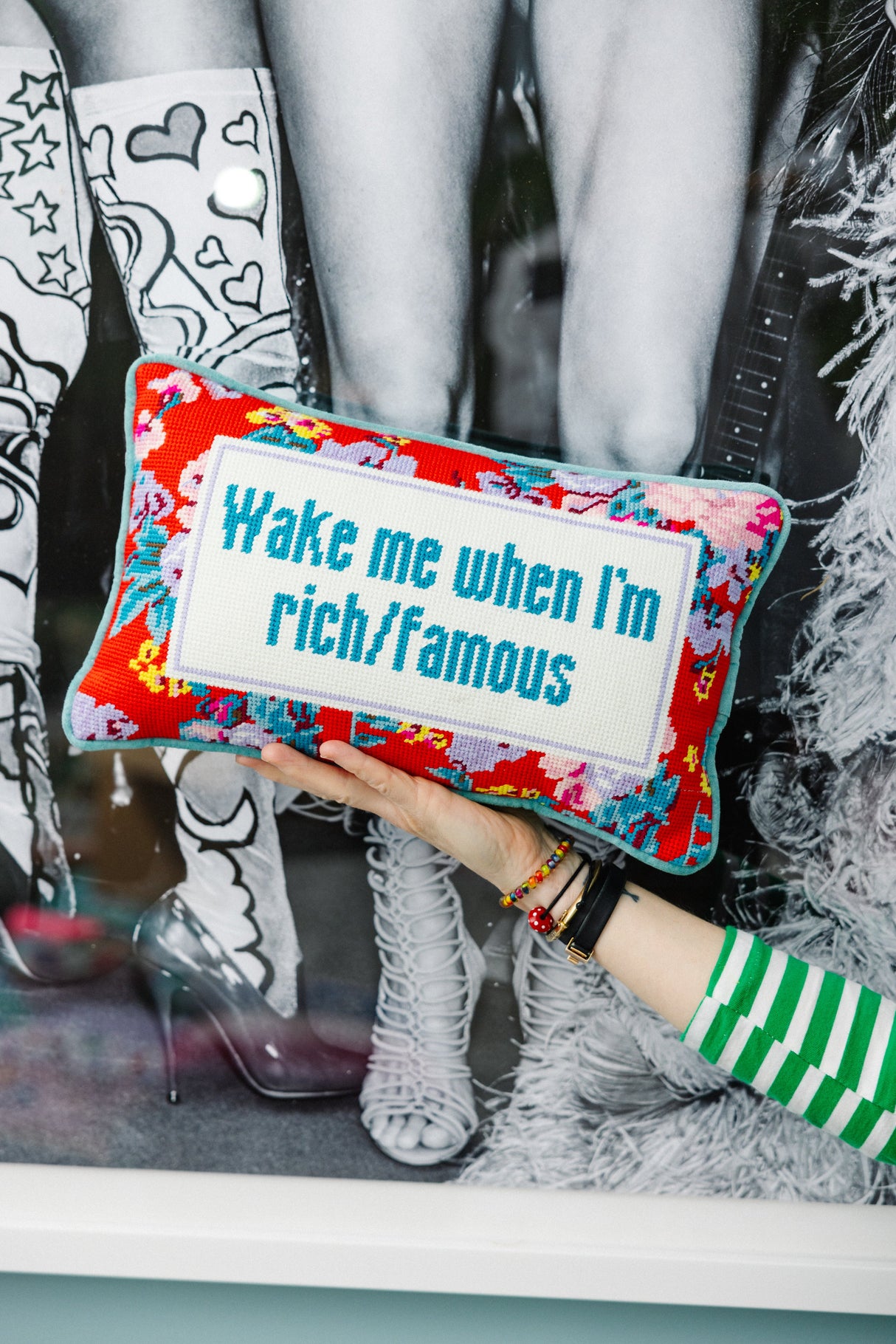 Rich And Famous Needlepoint Pillow from Furbish Studio