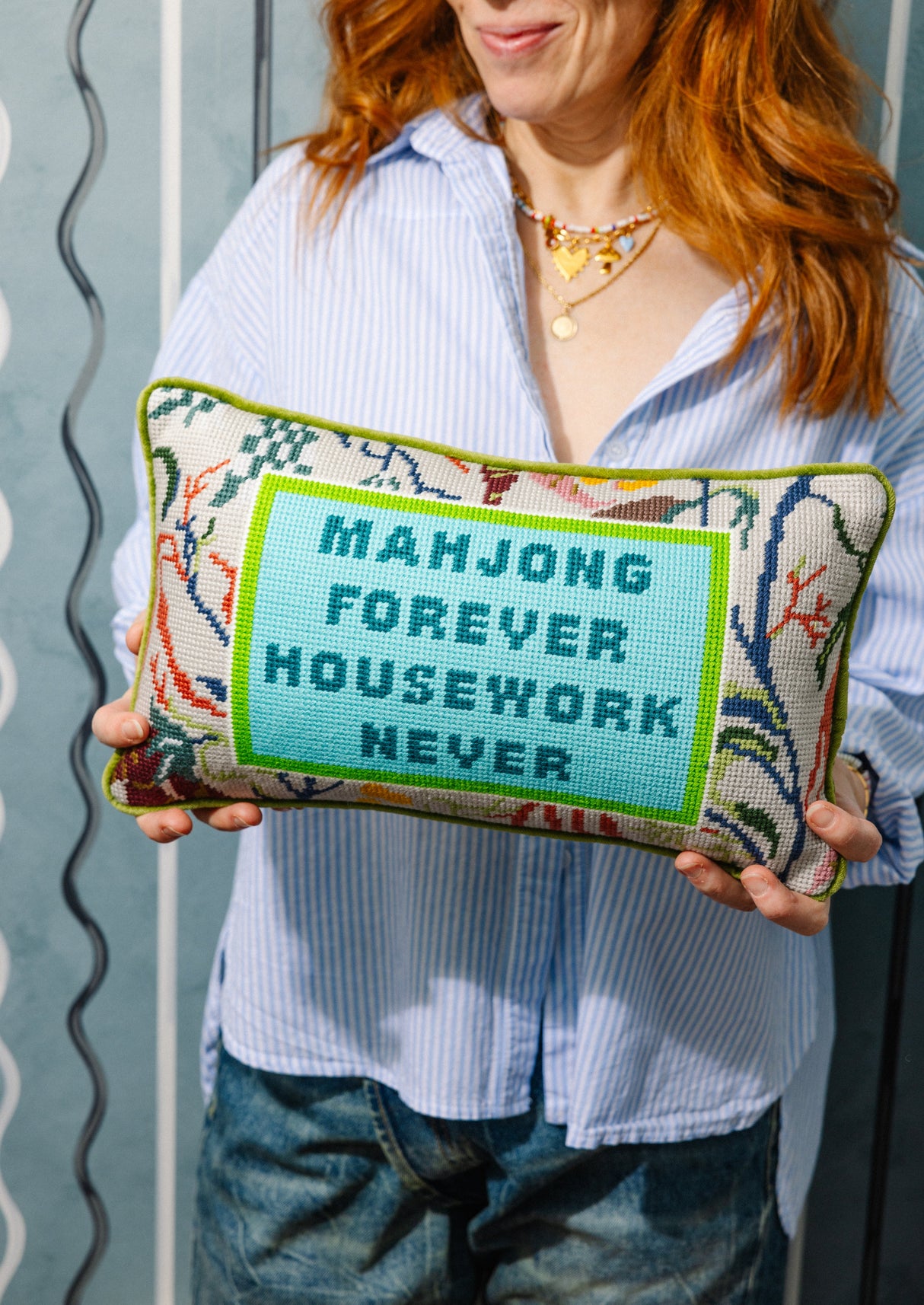 Mahjong Needlepoint Pillow from Furbish Studio