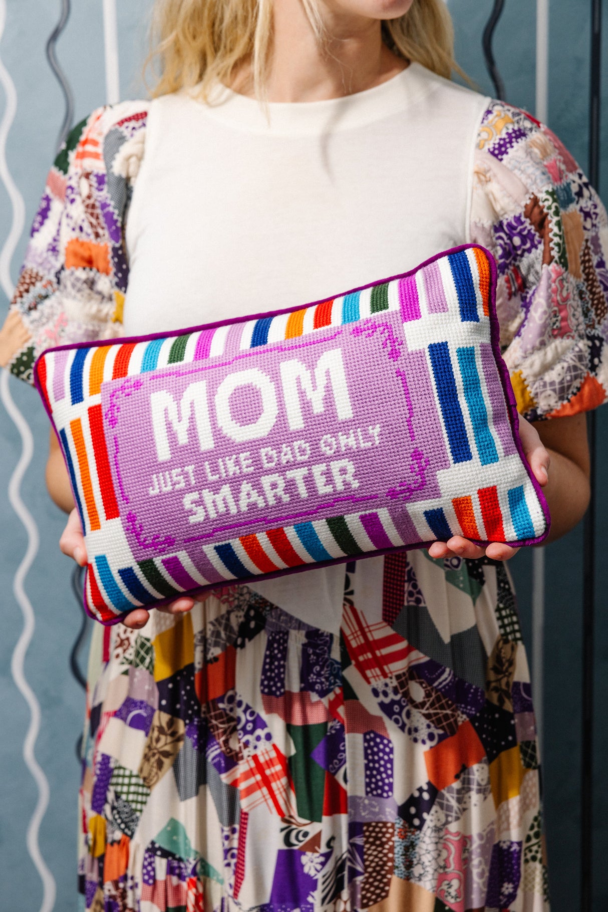 Mom Rules Needlepoint Pillow from Furbish Studio