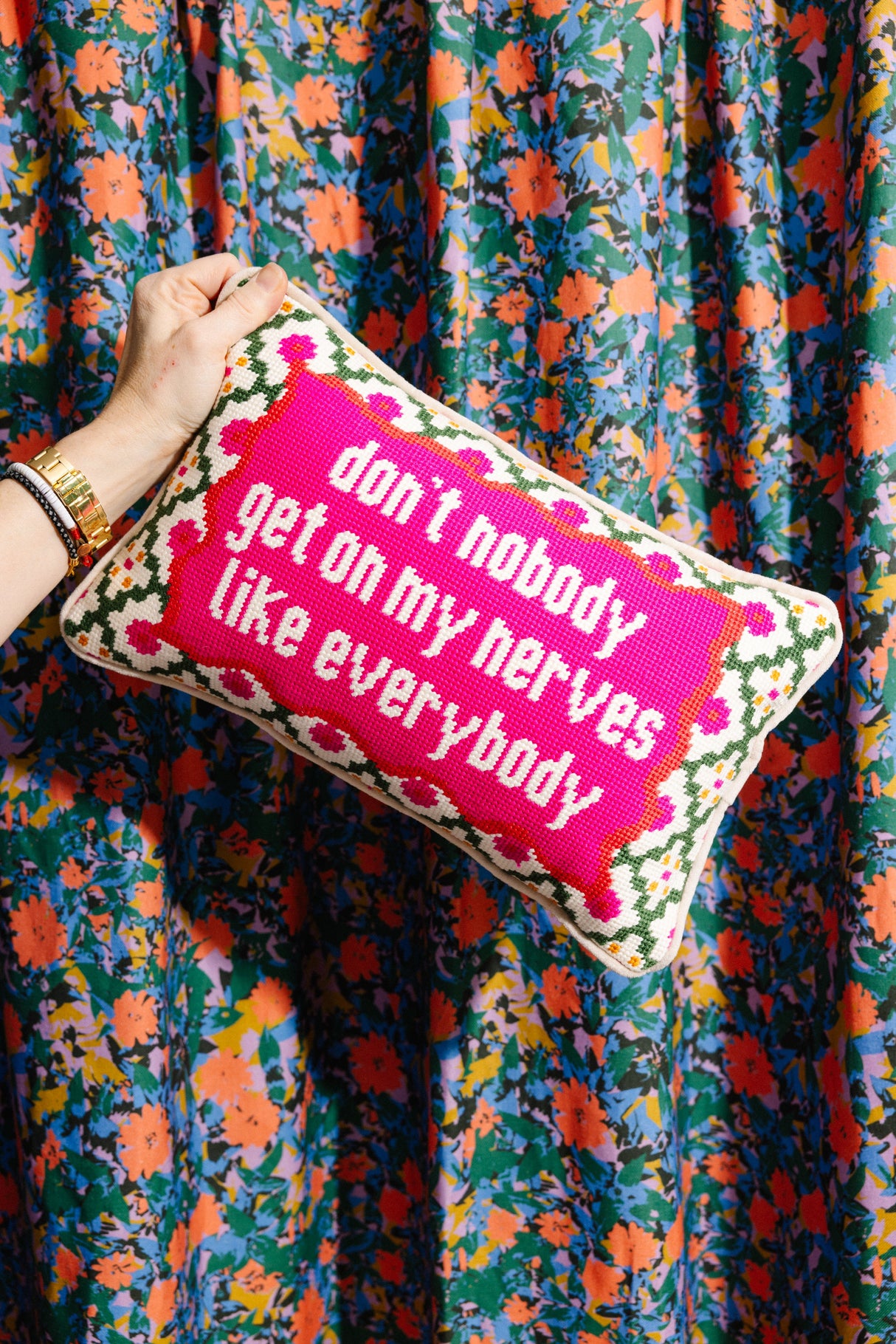 Get On My Nerves Needlepoint Pillow from Furbish Studio