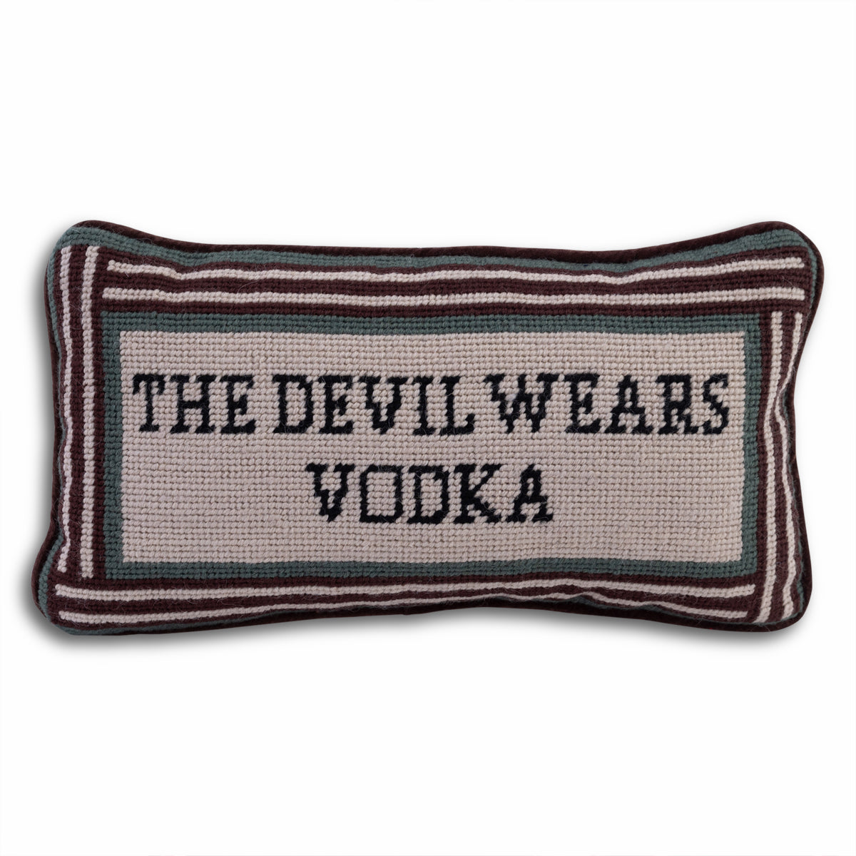 Devil Wears Vodka Needlepoint Pillow from Furbish Studio