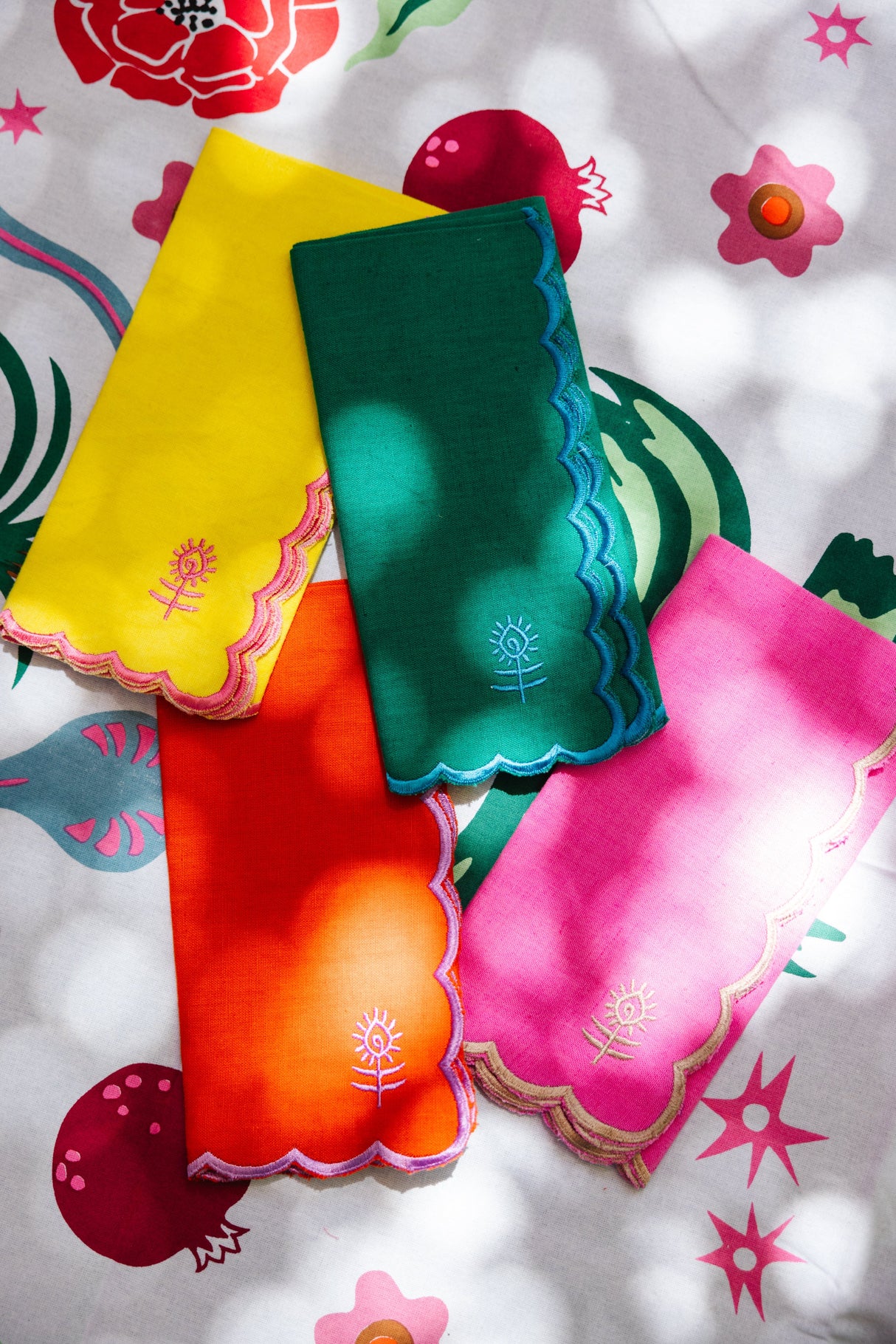 Icon Linen Napkins S/4 - Yellow + Neon Pink from Furbish Studio