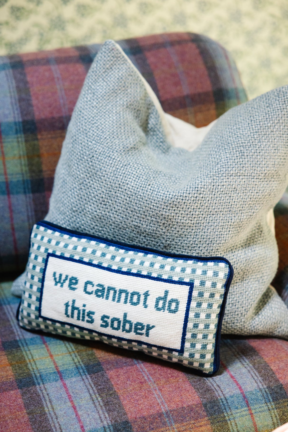 Sober Needlepoint Pillow from Furbish Studio