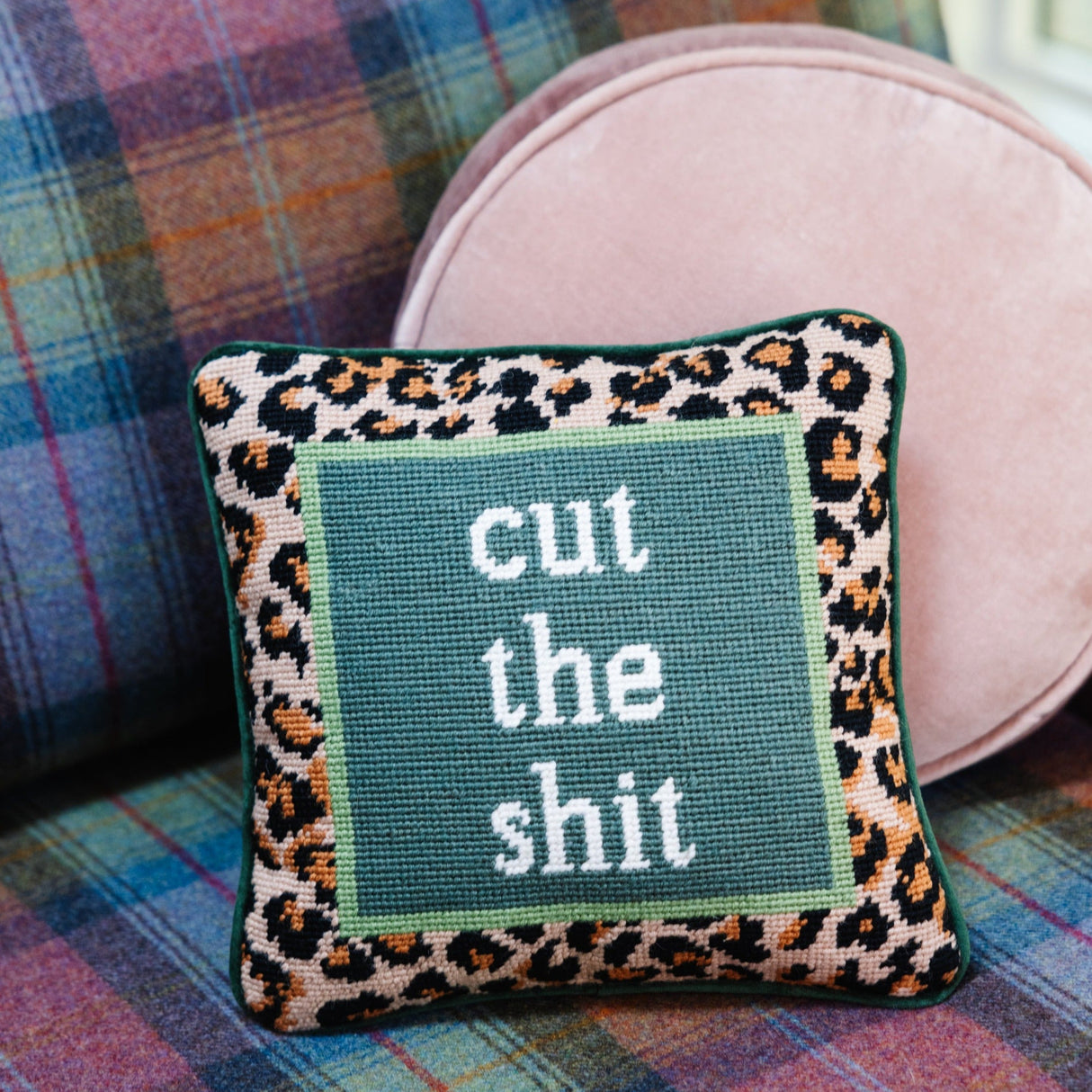 Cut The Shit Needlepoint Pillow from Furbish Studio