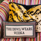 Devil Wears Vodka Needlepoint Pillow from Furbish Studio